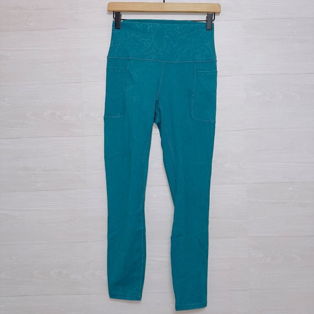 Joy Lab Women's Blue Mid Rise Side Pocket Ankle Length Athletic Leggings